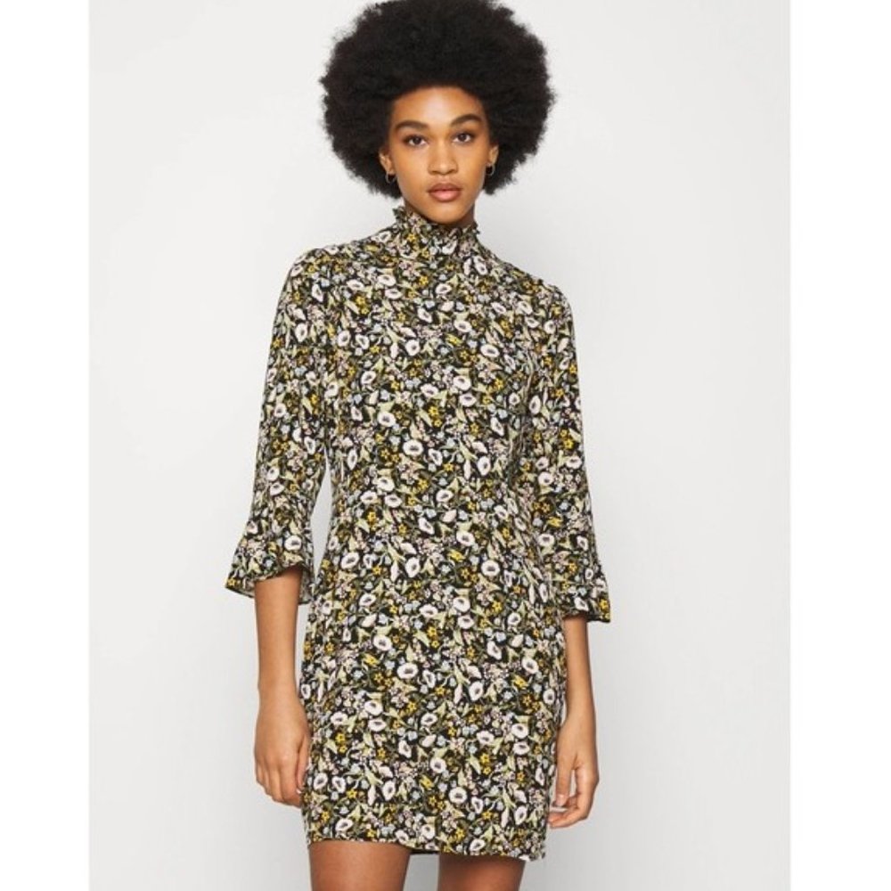 HIST PICK ❤️ ROLLA'S BLACK GREEN YELLOW FLORAL MINI DRESS M NWT LIZZY MEADOW